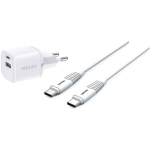 СЗУ Philips 33w USB Type-C и USB A Output с кабелем Белый
