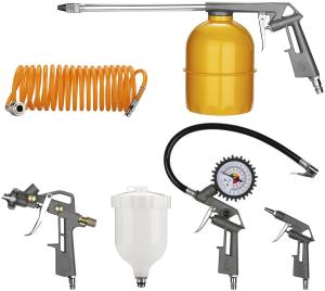 Набор пневмоинструмента DEKO DKSG05 (5 предметов краскораспылитель с верхним бачком), 018-0909