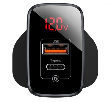фото Зарядное устройство Baseus Mirror Lake Dual QC Digital Display quick Charger A+C EC, черный