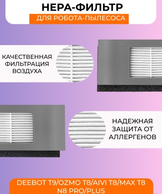 фото Воздушный фильтр для робот пылесоса Ecovacs DEEBOT T9 серия OZMO T8 AIVI T8 Max T8 серия N8 Pro Plus N8 Pro