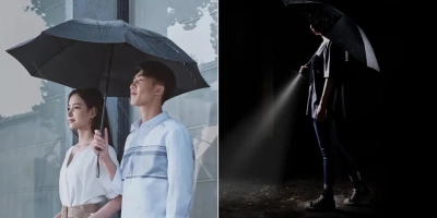 фото Зонт Xiaomi Mi Zuodu Reverse Folding Umbrella Black с фонариком
