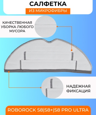 фото Сменная тряпка микрофибра для робот пылесоса Xiaomi Roborock S8/S8+/Pro Ultra