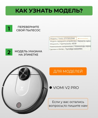 фото Комплект для робота-пылесоса Xiaomi,Viomi v2pro тряпки 2 шт.+держатель тряпки+фильтр+боковая щётка