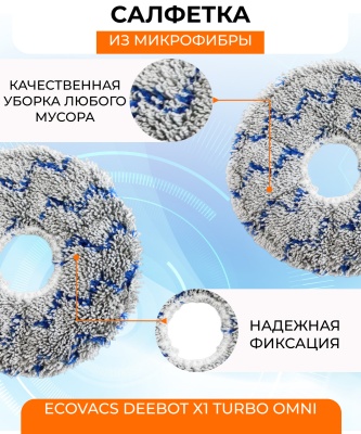 фото Сменная тряпка микрофибра для робот пылесоса Ecovacs Deebot X1 TURBO OMNI